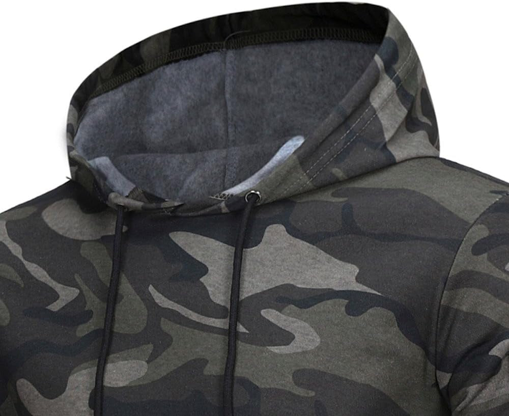 Mens Camouflage Jacket Long Sleeve Hoodie Hooded Sweatshirt Tops Coat Outwear