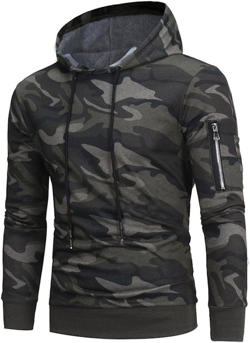 Mens Camouflage Jacket Long Sleeve Hoodie Hooded Sweatshirt Tops Coat Outwear