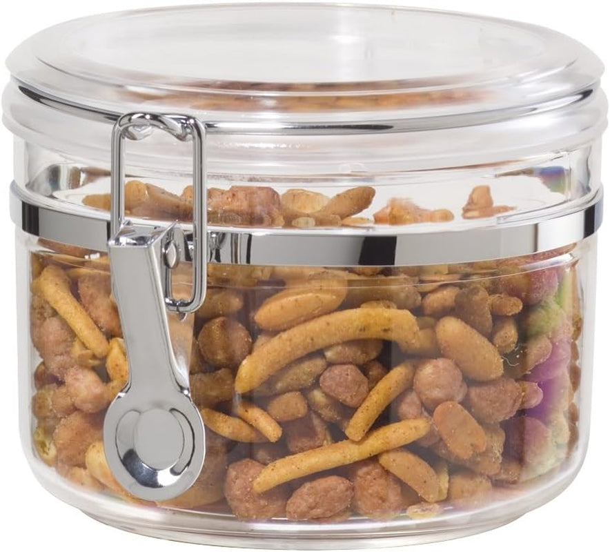 Clear Canister with Clamp Lid, 28 Oz - Large Airtight Food Storage Container, for Kitchen & Pantry Storage of Bulk, Dry Foods Including Pasta, Flour, Sugar, Coffee, Rice, Tea, Spices & Herbs
