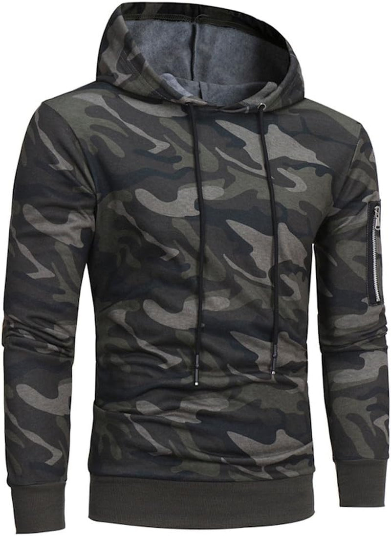 Mens Camouflage Jacket Long Sleeve Hoodie Hooded Sweatshirt Tops Coat Outwear