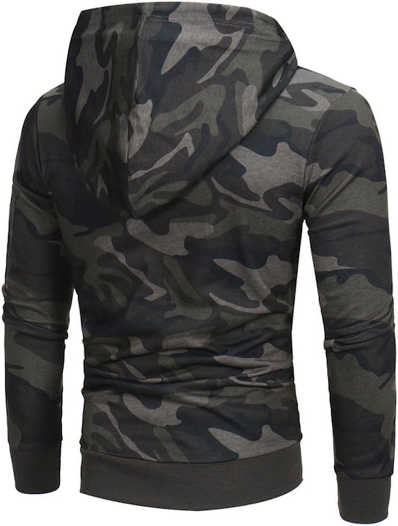 Mens Camouflage Jacket Long Sleeve Hoodie Hooded Sweatshirt Tops Coat Outwear