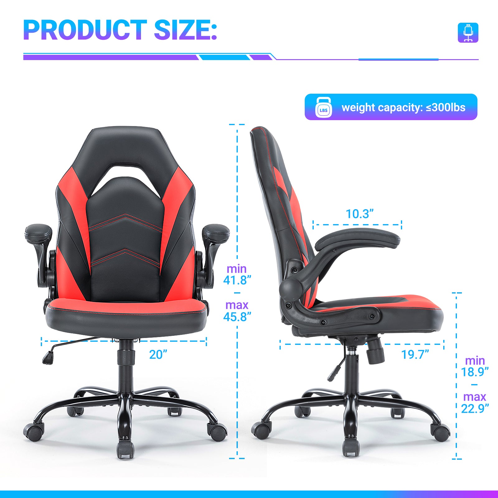 PU Leather Ergonomic Office Chair Swivel Computer Gaming Chair with Lumbar Support