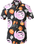 Mens Halloween Shirt, Short Sleeve Pumpkins Shirts Button down Light Weight Causal