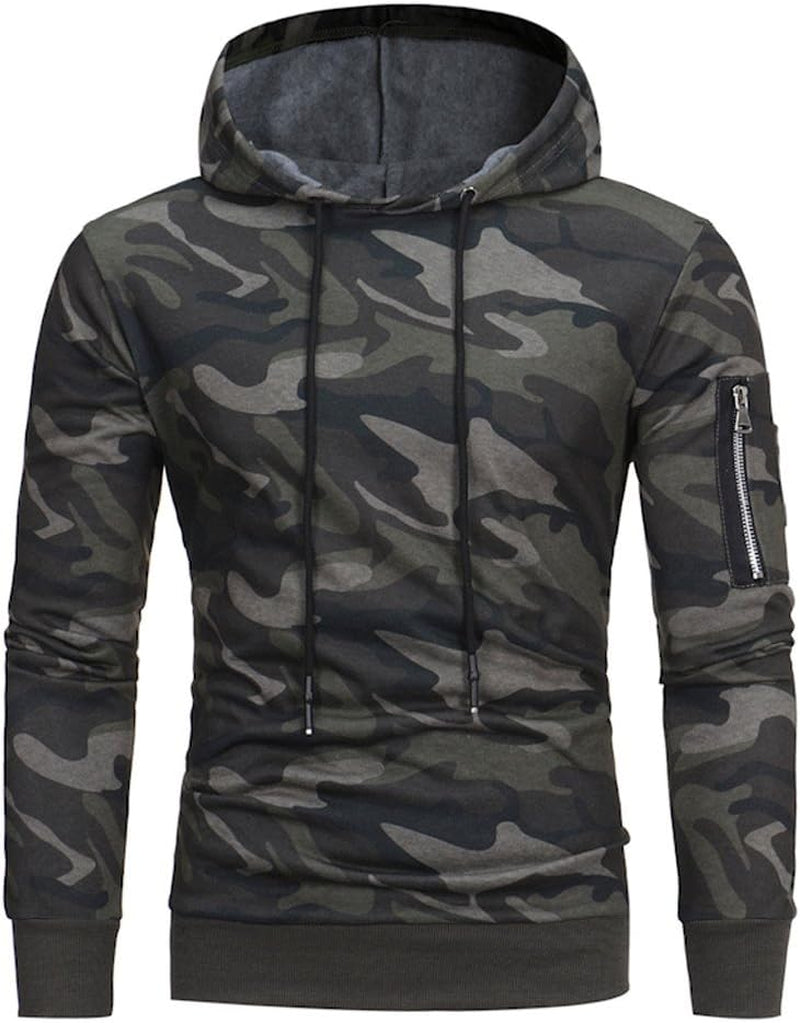 Mens Camouflage Jacket Long Sleeve Hoodie Hooded Sweatshirt Tops Coat Outwear