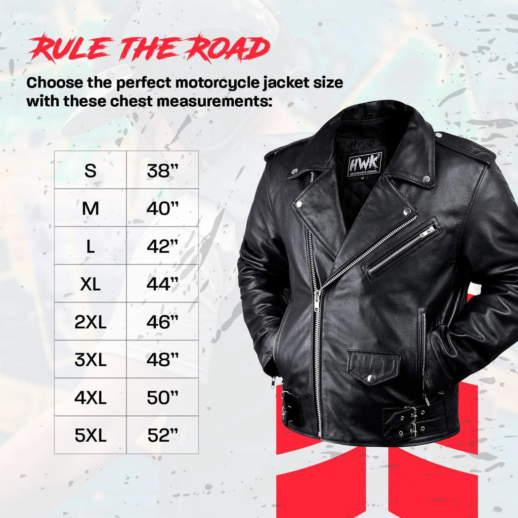 Brando Leather Motorcycle Jacket for Men, Genuine Black Leather Jacket with Removable CE Armor for Motorbike Riding