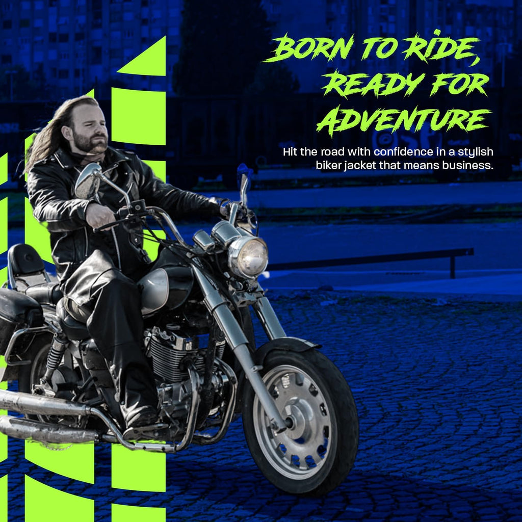 Brando Leather Motorcycle Jacket for Men, Genuine Black Leather Jacket with Removable CE Armor for Motorbike Riding